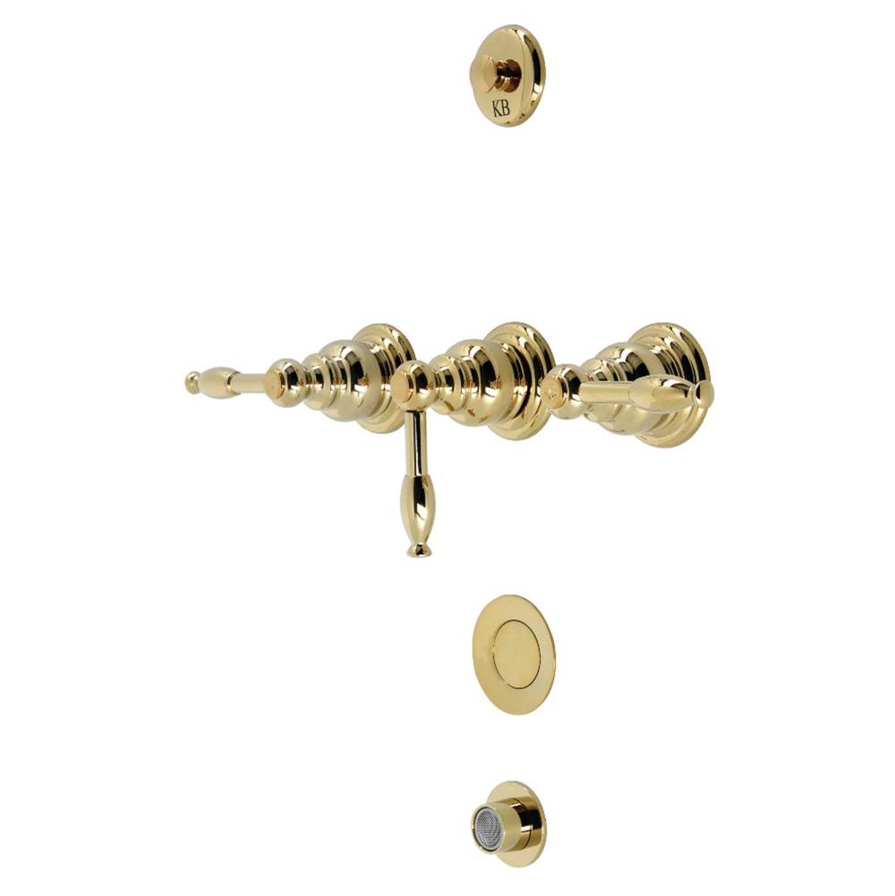 Kingston Brass Knight Three-Handle Bidet Faucet, Polished Brass