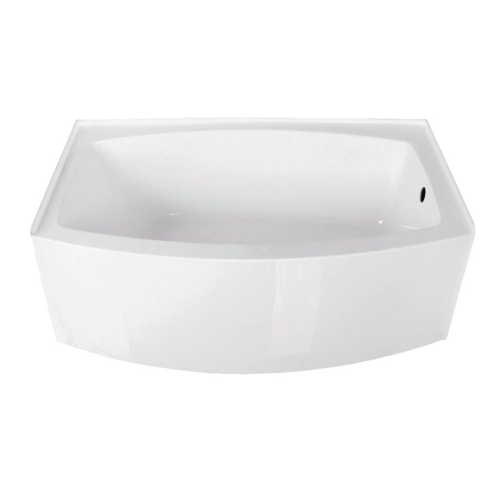 Kingston Brass Aqua Eden 60-Inch Acrylic Curved Apron Alcove Tub with Right Hand Drain Hole, White