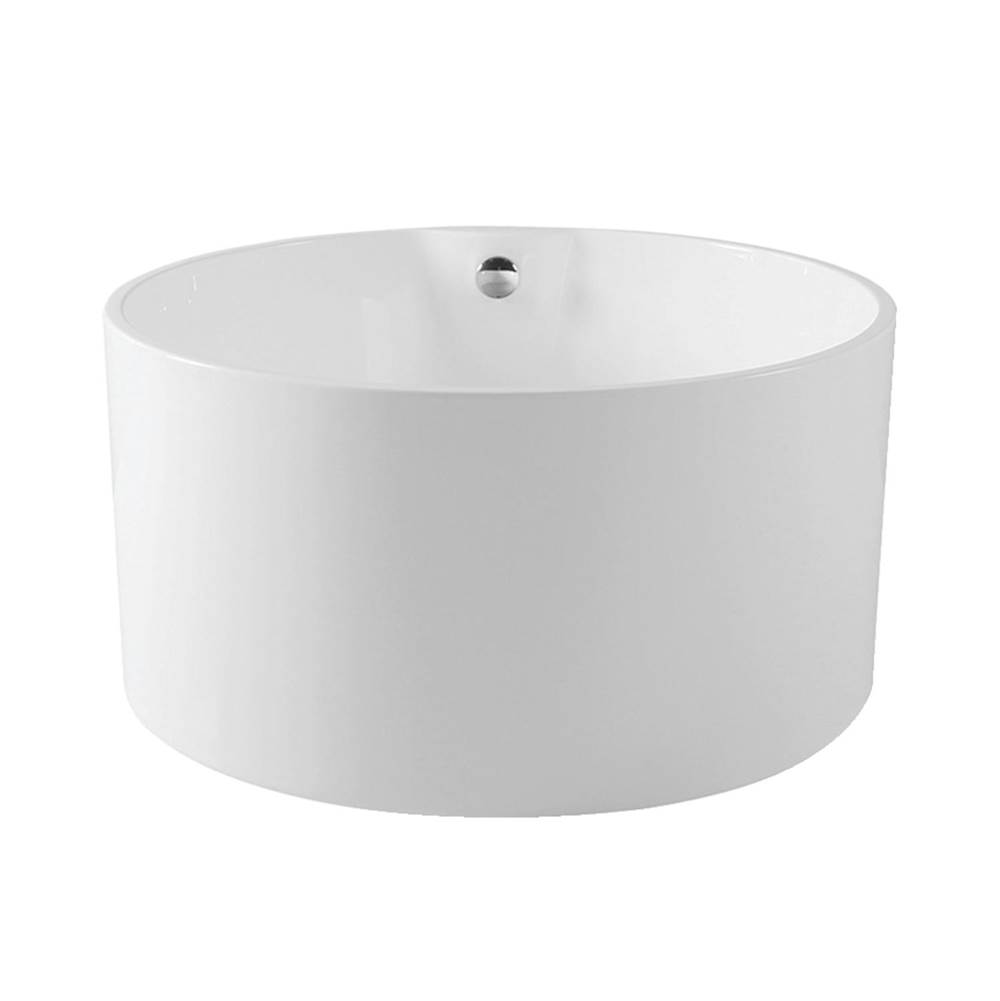 Kingston Brass Aqua Eden 45'' Round Acrylic Freestanding Tub with Drain, Glossy White