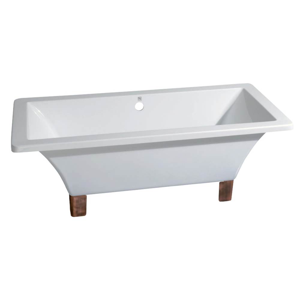 Kingston Brass Aqua Eden 67-Inch Acrylic Double Ended Clawfoot Tub (No Faucet Drillings), White/Naples Bronze