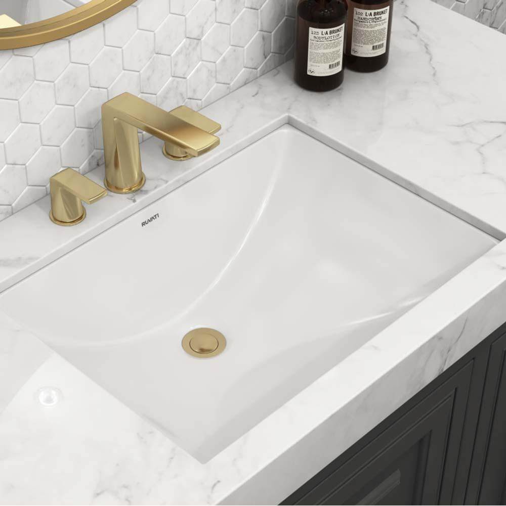 Ruvati 17 x 12 inch Undermount Bathroom Vanity Sink White Rectangular Porcelain Ceramic with Overflow