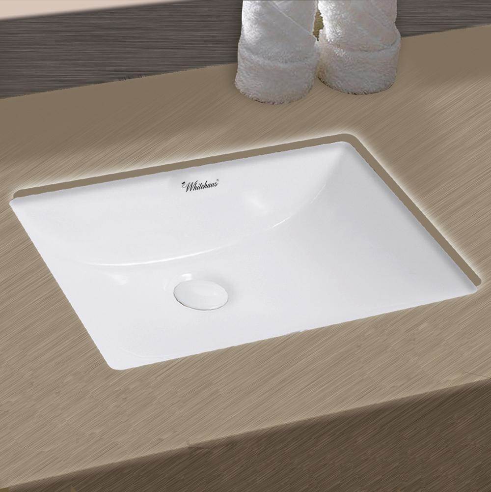 Whitehaus Collection Isabella Plus Collection  21 inch Rectangular Undermount basin with overflow and rear center drain